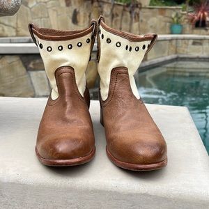 FRYE canvas and leather boots.